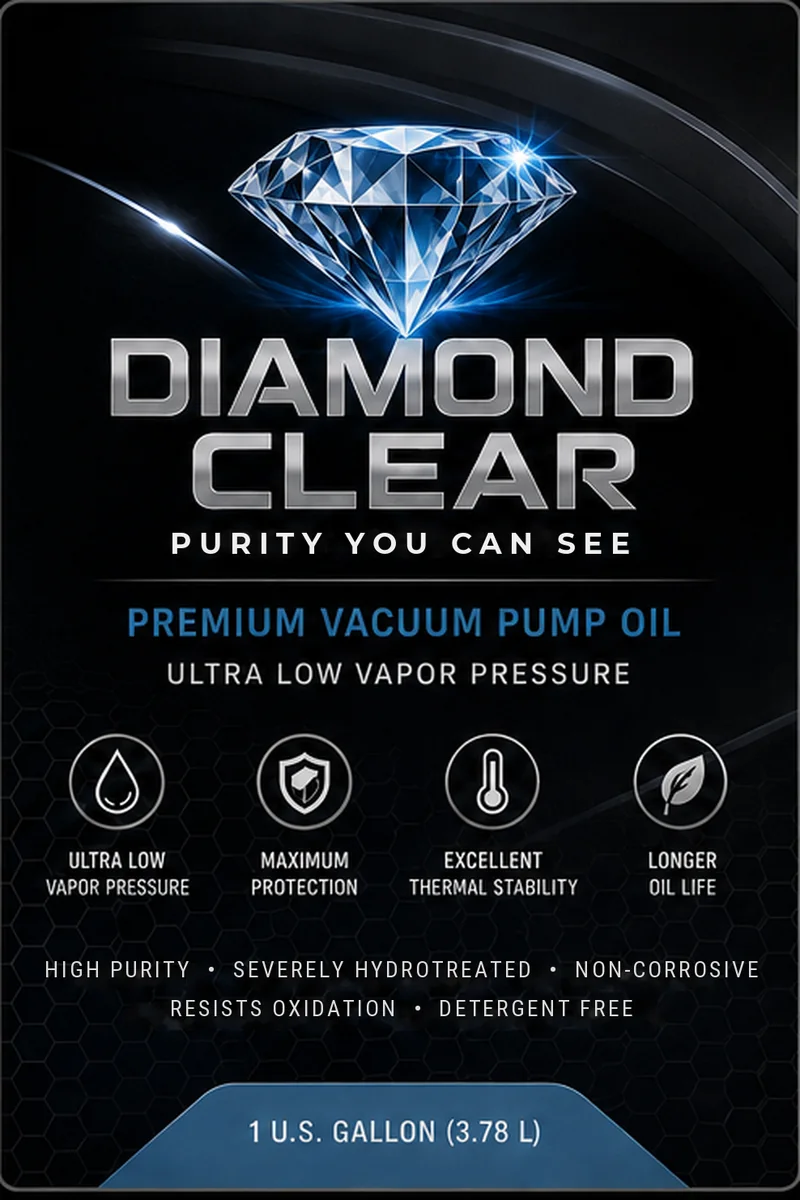 Diamond Clear front label: diamond mark, metallic wordmark, tagline, four benefit icons, and the claims line